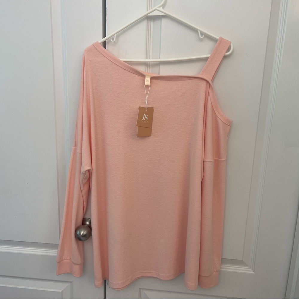 Jinkesi Pink Off The Shoulder / Cold Shoulder Long Sleeve Sweater, Size 2X , NWT - Picture 2 of 13